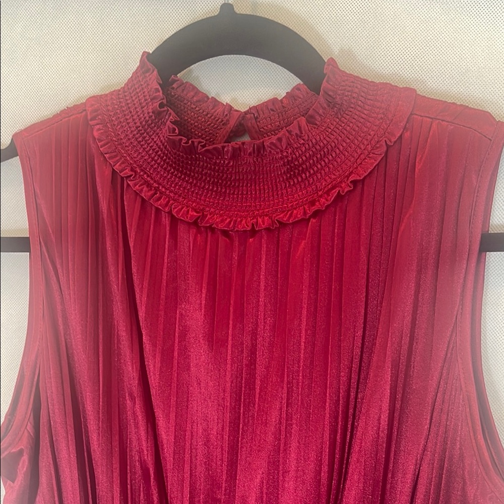 Nanette Lepore Red Pleated Ruched Sheath Dress - Picture 4 of 13